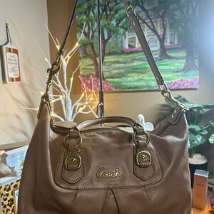 Coach Ashley Tan Leather Shoulder Bag with Gold Accents (rehab) Sold as is only